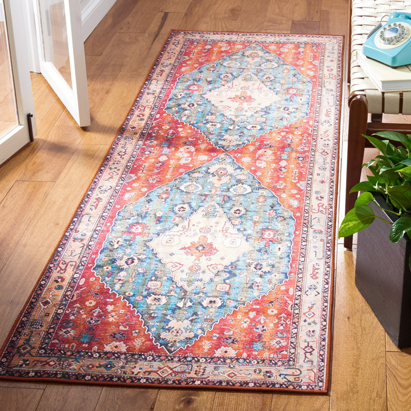 Tapis oriental beige / bleu Sonia, Tapis de couloir 2 pi 6 po x 14 pi