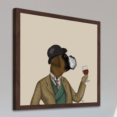 « boxer wine snob », reproduction d’impression encadrée