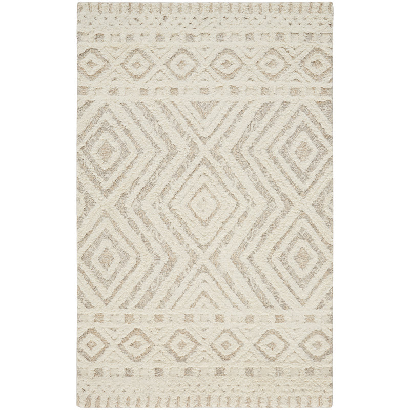 Tapis géométrique en laine / coton touffeté à la main Eulalie, Rectangle 2 pi x 3 pi