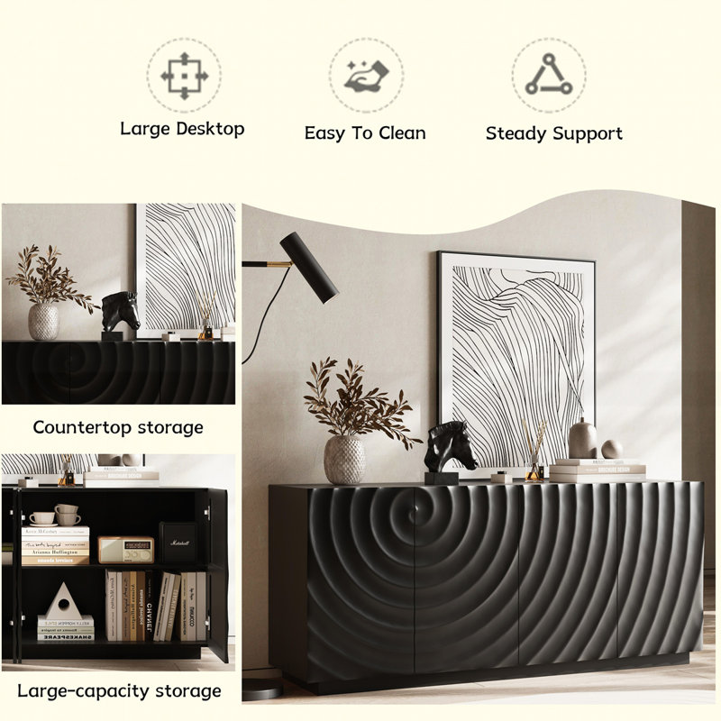 4 Doors Modern Accent Storage Sideboard