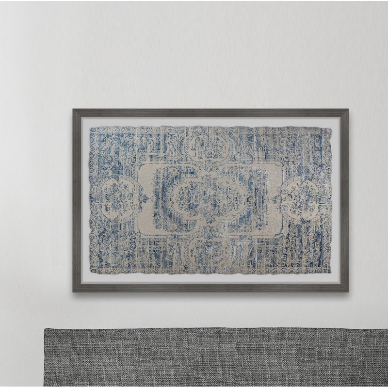 Blue Blurred Print - Single Picture Frame Print, 38cm H x 45cm W x 3.81cm D