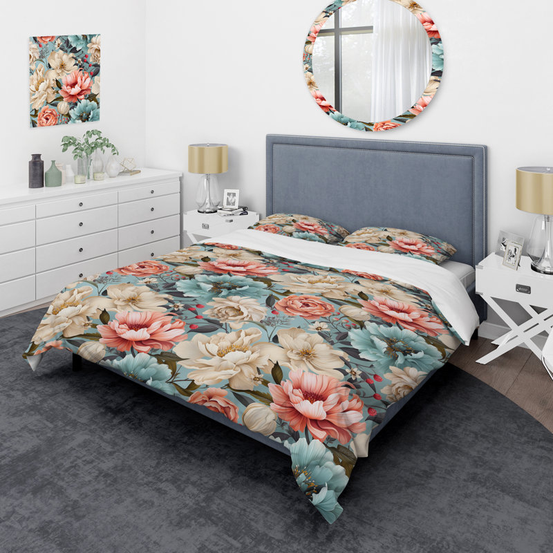 Ensemble de housse pour couette, Housse de couette très grand et 2 très grandes t, Accents boho pastels antiques