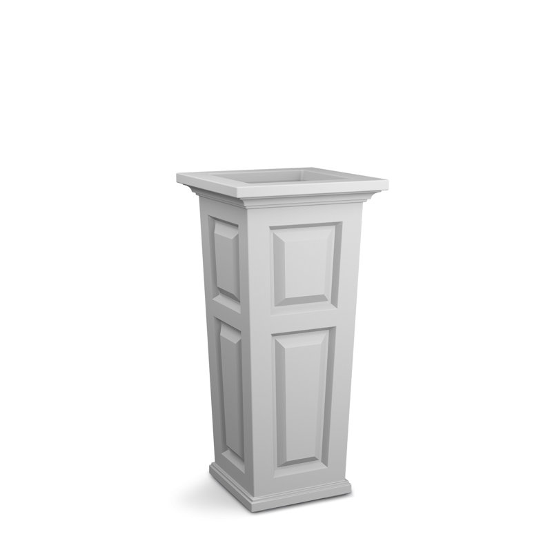 White Tall Resin Outdoor Planter with Self-Watering System