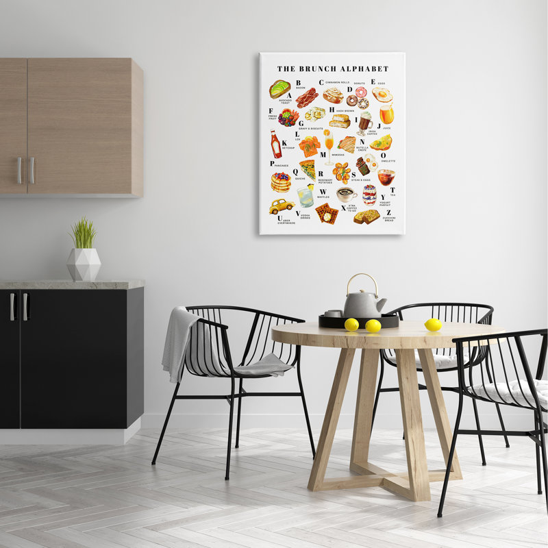 The Brunch Alphabet Food Treats ABC Illustration, H 30 po x l 40 po, Toile tendue