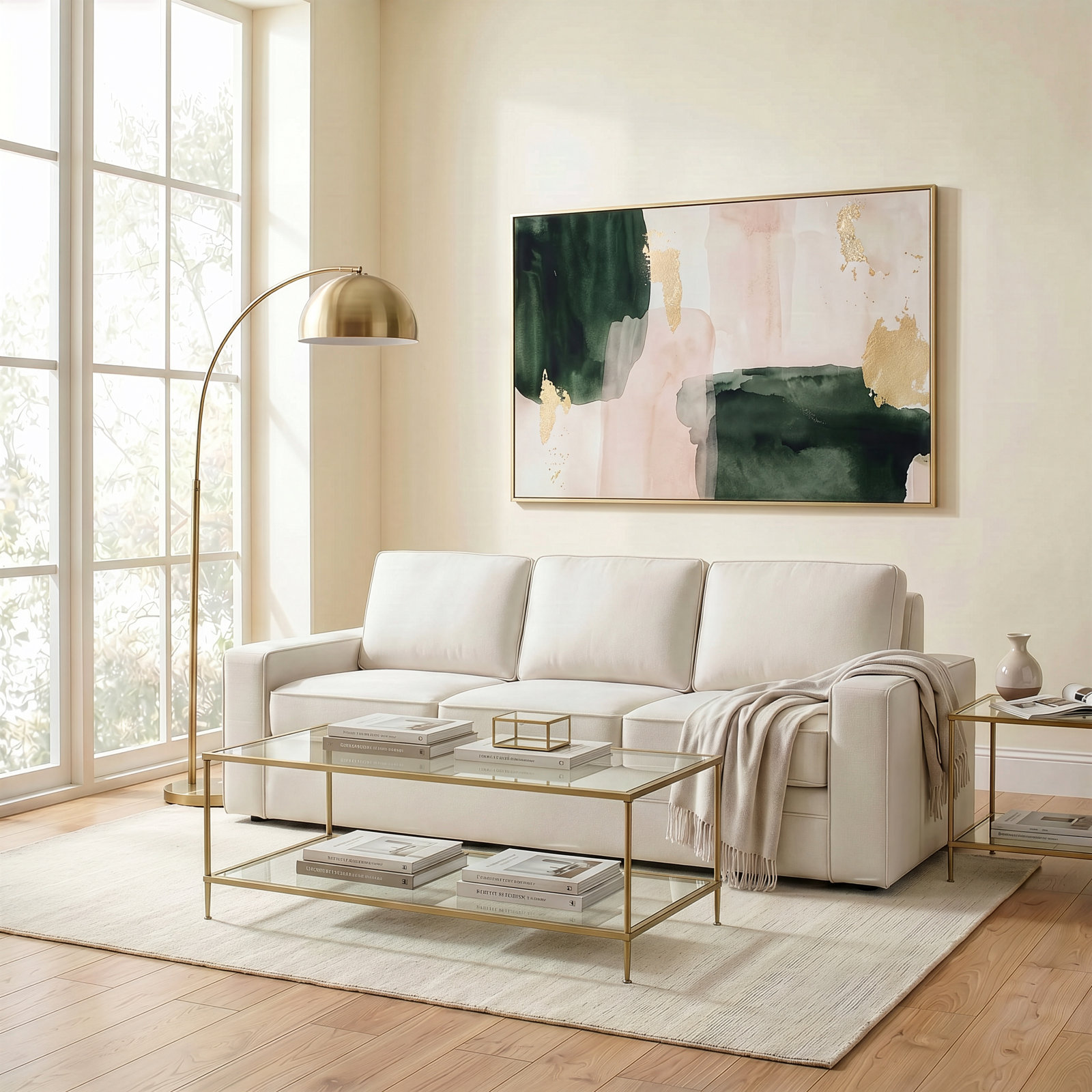 100'' Upholstered Sofa, John Linen Sepia