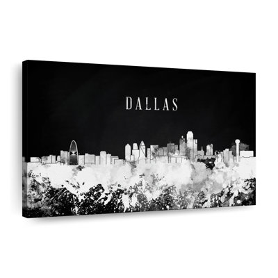 Impression sur toile Dallas Skyline BW