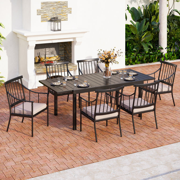 Argyri Rectangle 6 - Person Dining Set with Cushions