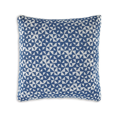 Coel 18 Inch Accent Pillow Set Of 4, Indoor Outdoor Woven Geometric, Blue