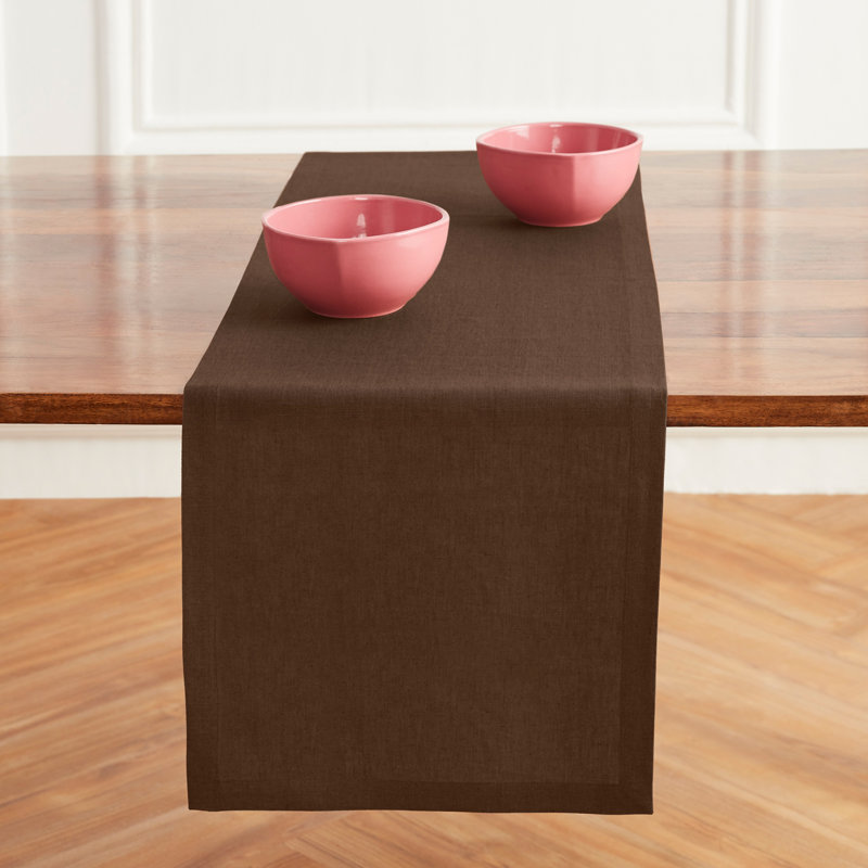 Diana - 100% Pure Linen Table Runner, 48" x 14", Tobacco Brown