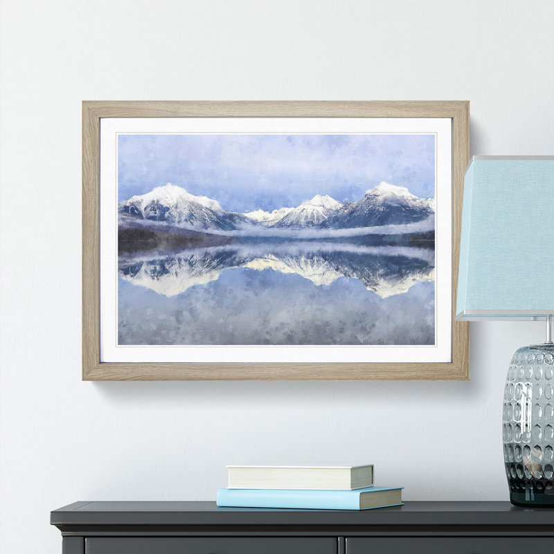 Lake Mcdonald in Montana - Picture Frame Painting Print, 24cm H x 33cm W x 2cm D, Oak Framed