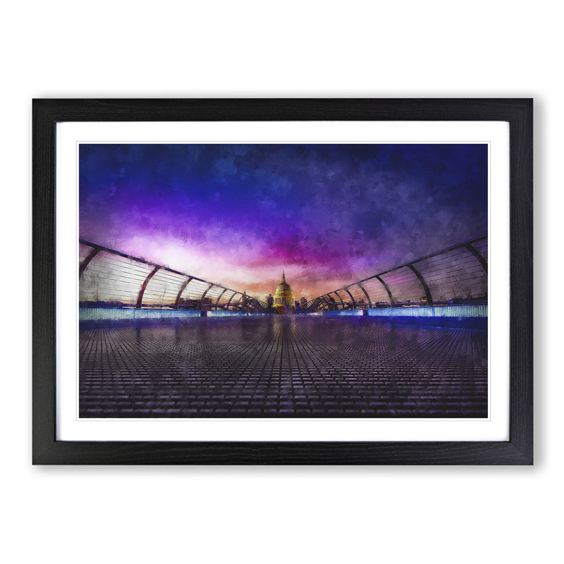 St. Pauls Cathedral in London - Picture Frame Graphic Art Print, 33cm H x 45cm W x 2cm D, Black Framed