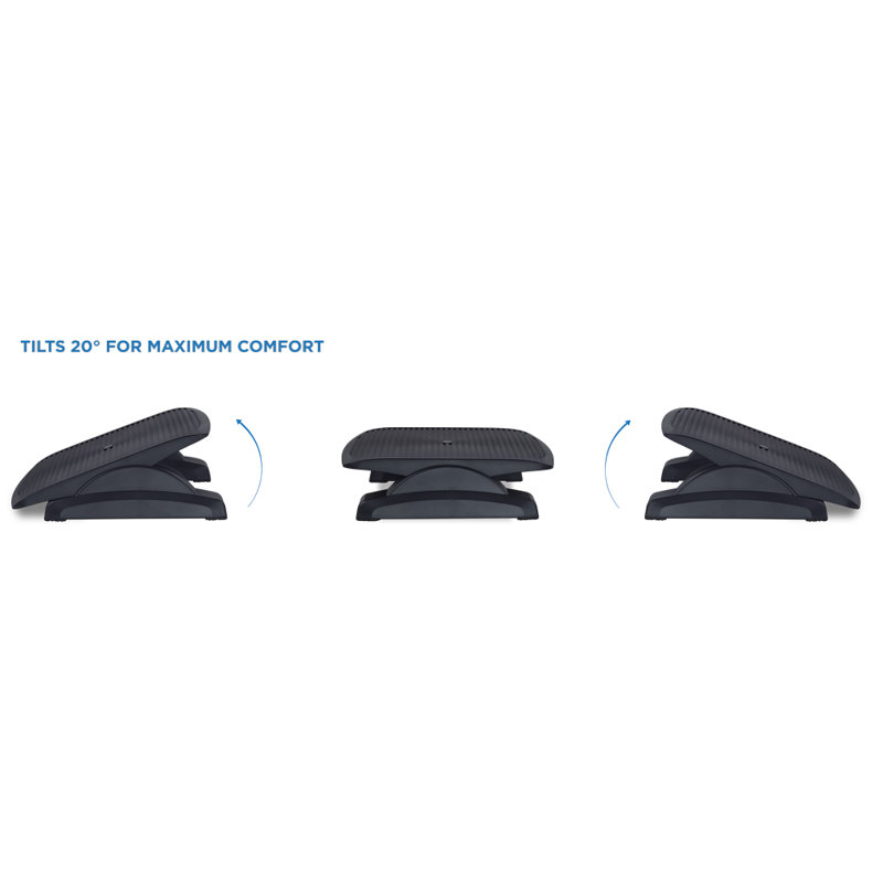 Black Adjustable Ergonomic Under Desk Footrest with Massaging Surface