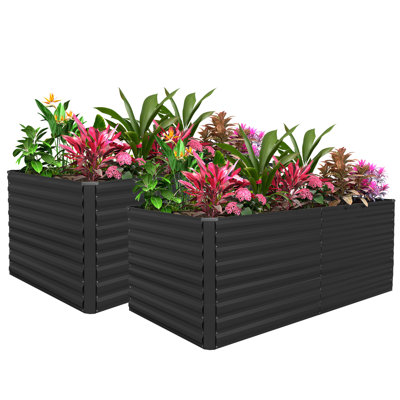 8x4x3 ft (approximately 2.4x1.2x0.9 m) Galvanized Raised Garden Bed, Outdoor Planting Planter, Large Metal Raised Bed for Gardening, Vegetables, Flowers