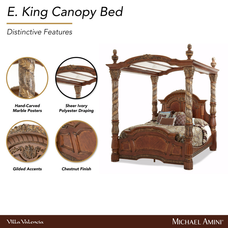 Villa Valencia Solid Wood Canopy Bed, King
