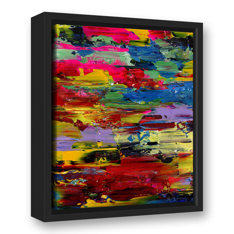 Toile flottante encadrée Neon Strokes, H 15,75 po x l 12,75 po x P 1,75 po, Cadre flottant noir