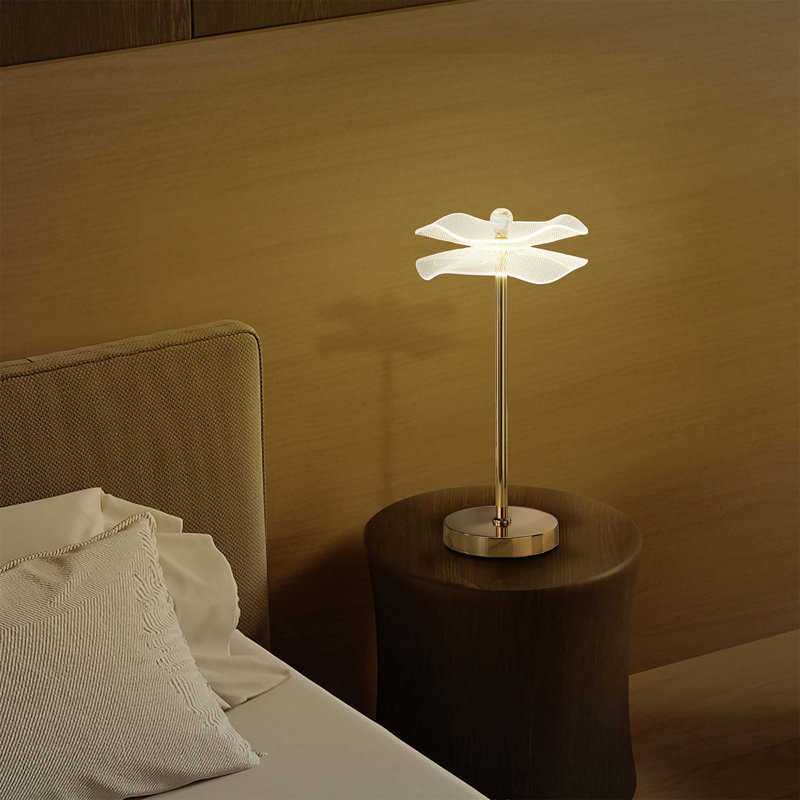 Lampe de table à DEL en acrylique cuivré doré pour salon, lampe de chevet pour chambre à coucher, lampe à DEL