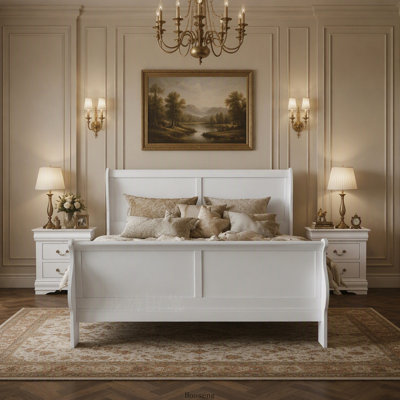 Lit jumeau Louis-Philippe III fini blanc