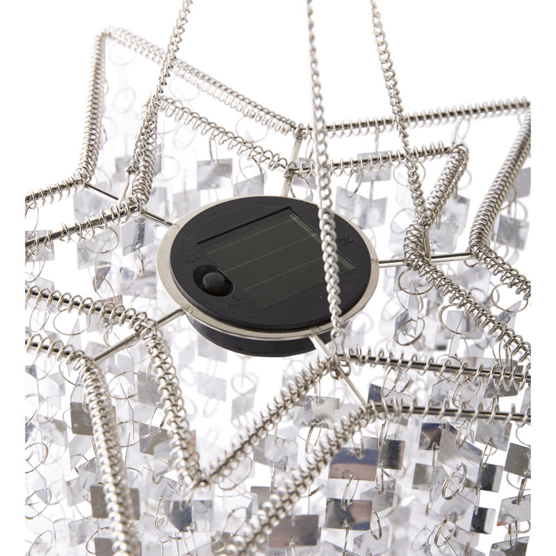 Luminaire suspendu d'extérieur à énergie solaire intégré Muid, H 29,5 po x l 12 po x P 12 po, Argent