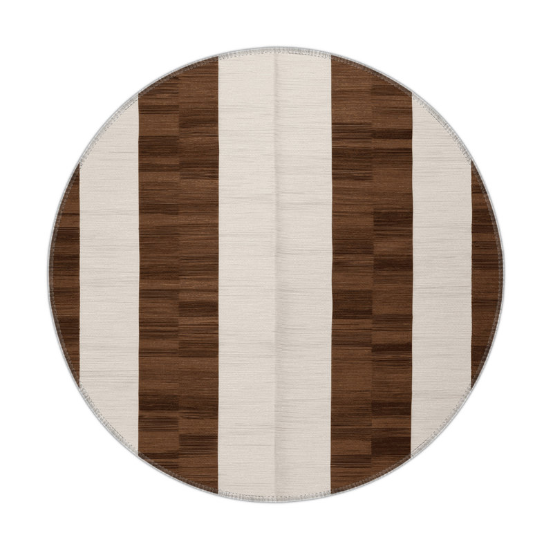 Tapis d'intérieur et d'extérieur à carreaux beige, Rond 5 pi