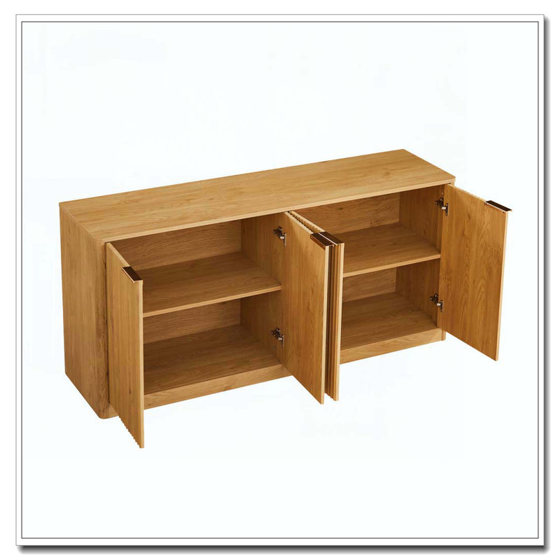 4-Door Wavy Storage Cabinet, Natural