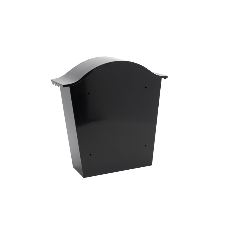 Classic Wall Mounted Galvanised Steel Lockable Weatherproof Post Box - 36x37x13cm, Black