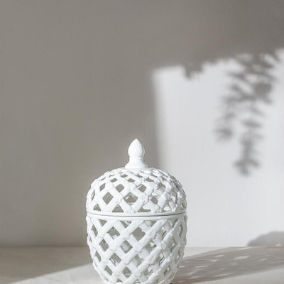 D8.5X11.5" Ballas Bird Lidded Jar