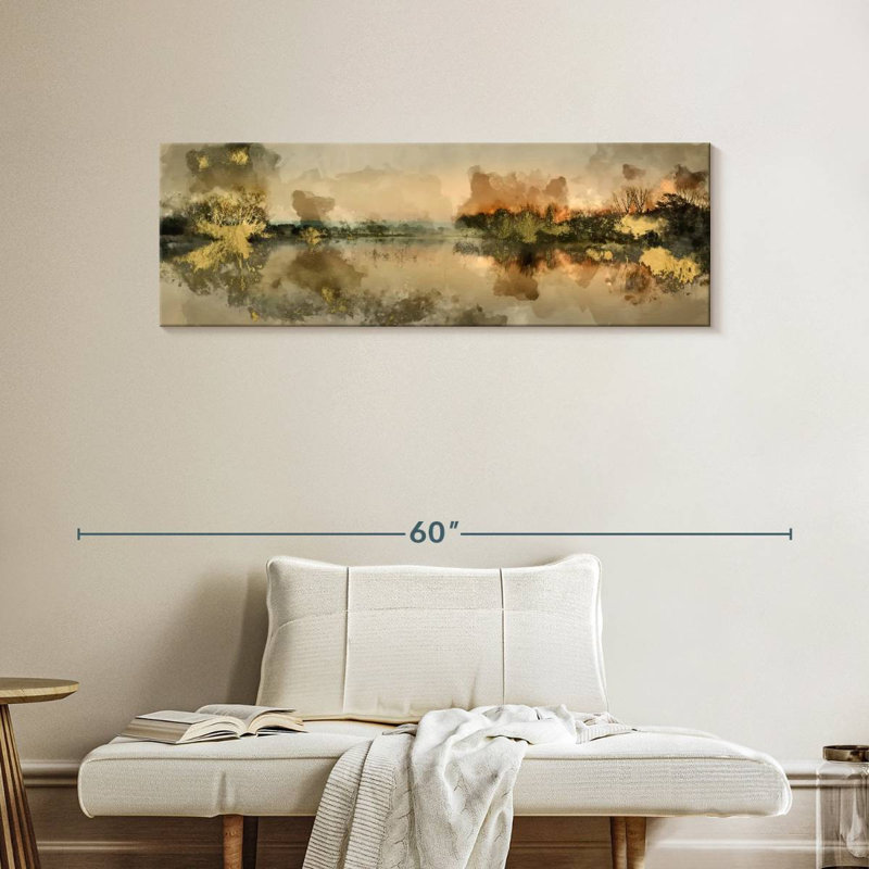 Lac sur toile, H 15 po x l 45 po x P 1,25 po