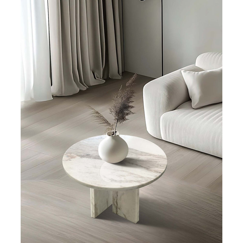 Table basse en marbre véritable, Blanc