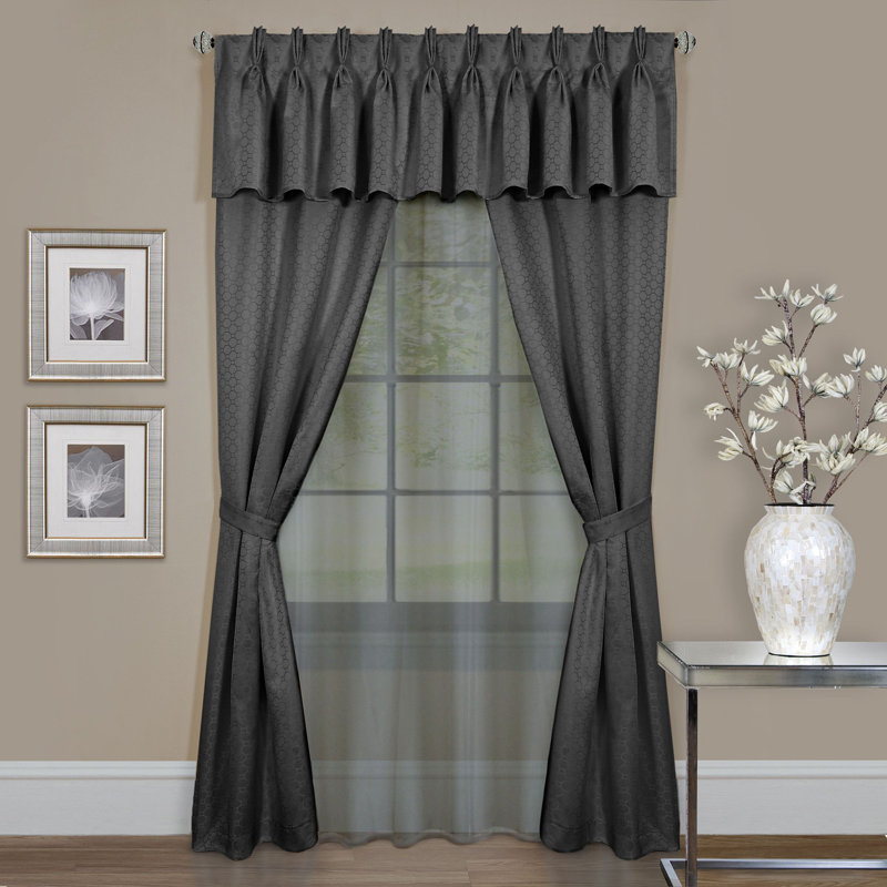 Panneau de rideau simple semi-diaphane avec passe-tringle, l 55 po x L 84 po, Gris anthracite