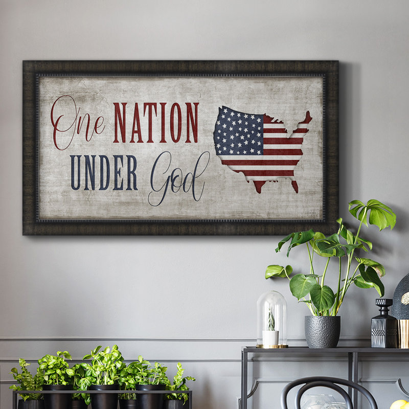 Toile encadrée de qualité supérieure One Nation Under God - prête à être accrochée, Noir, H 25 po x l 45 po x P 1 po