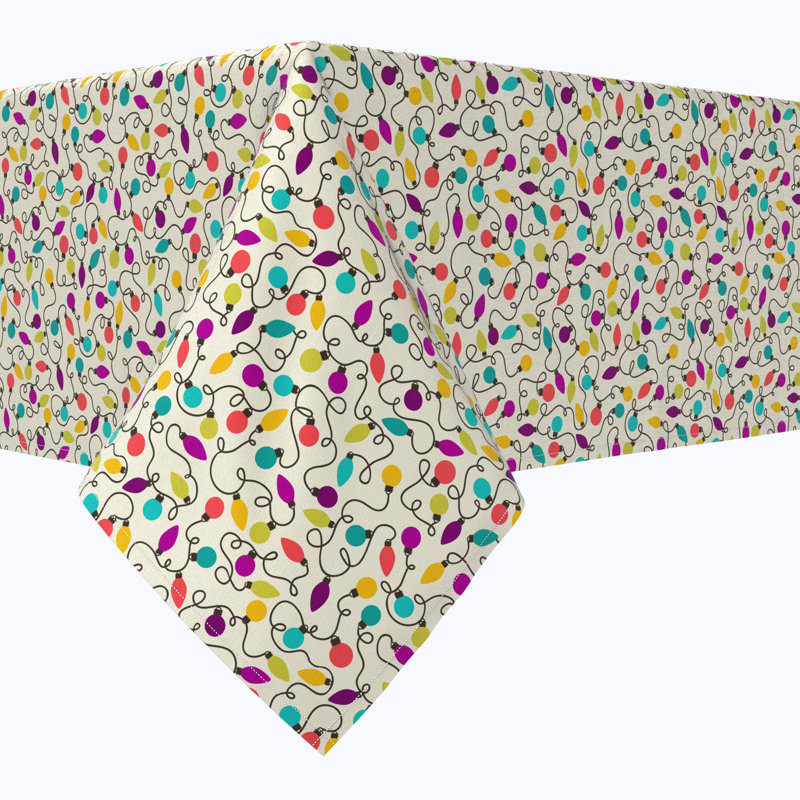 Rectangular Tablecloth, 100% Cotton, Colorful String Lights, 104" x 52"