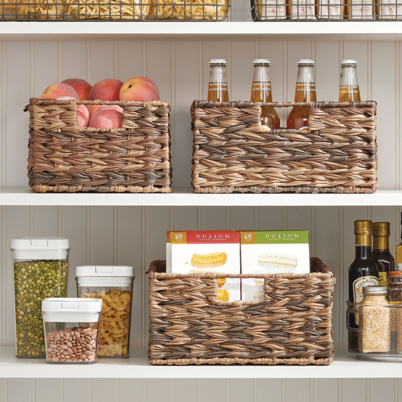 mDesign Woven Farmhouse Pantry Food Storage Bin Basket Box, 6, Dark Brown