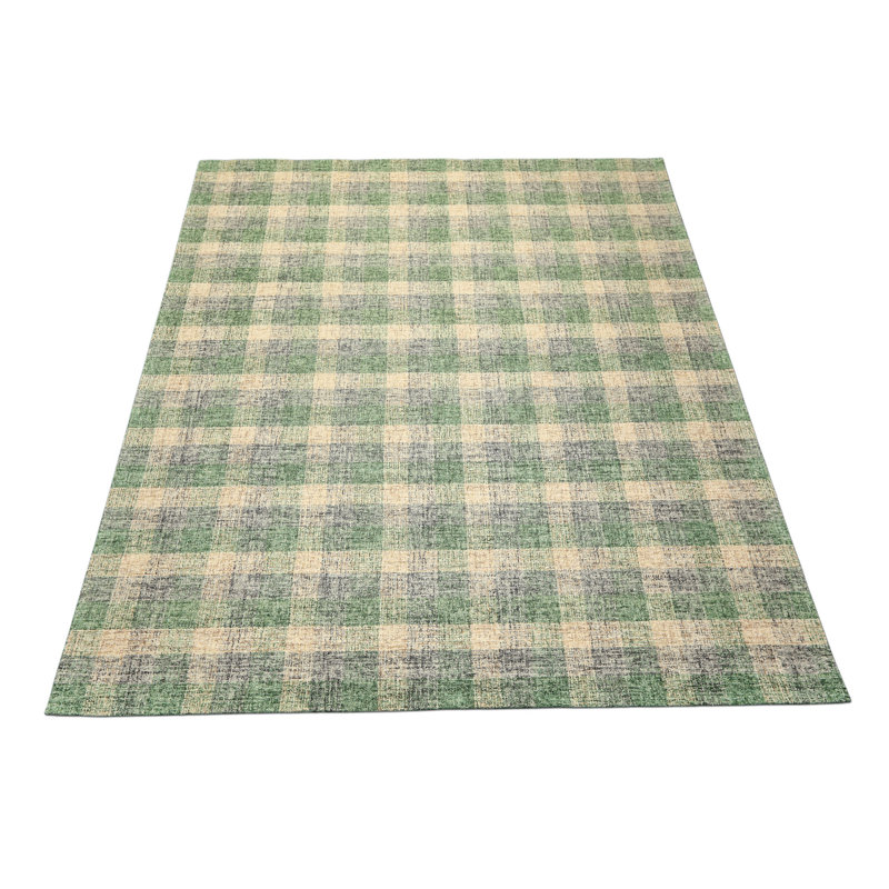 Tapis multicolore crocheté à la main ivoire et vert, Rectangle 144 po x 108 po