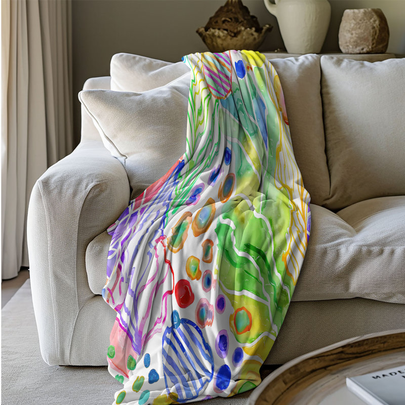Couverture en sherpa de qualité supérieure 1 pièce Vivid Expression, Grand lit