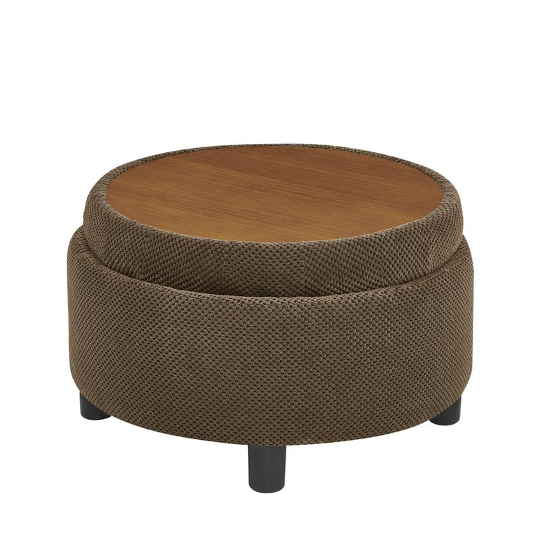 Round Cocktail Ottoman with Storage, Coffee