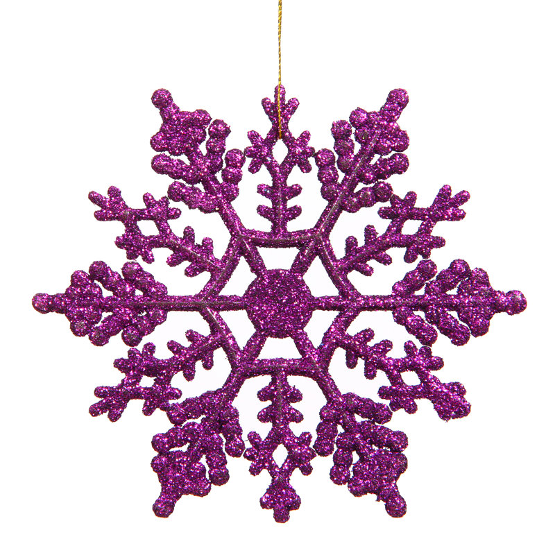 Mocha Glitter Shatterproof Plastic Snowflake Ornaments, Set of 12