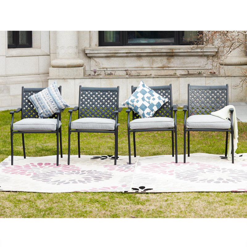 Chaise de patio avec coussin Rusi, gris