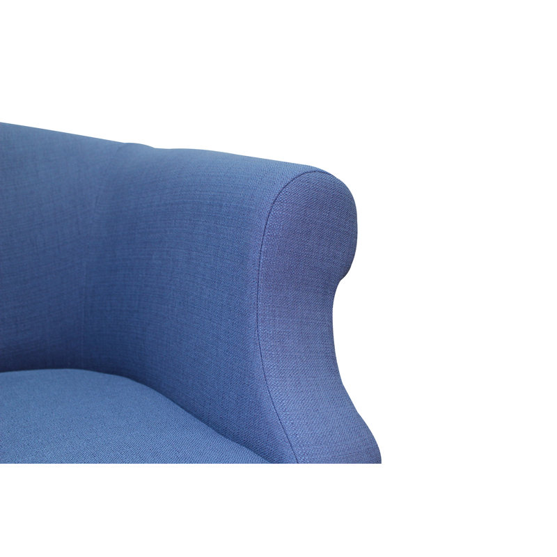 Fauteuil demi-tonneau en polyester Adea, Mélange de polyester bleu marine