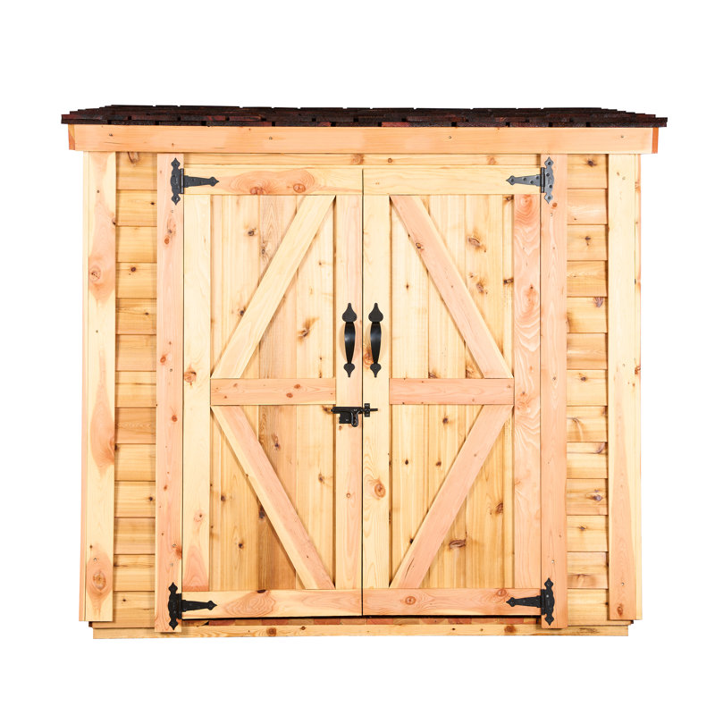 6 ft. W x 4 ft. D Western Red Cedar Lean-To Storage Shed | 48" Double Doors | 144 cu. ft. Storage