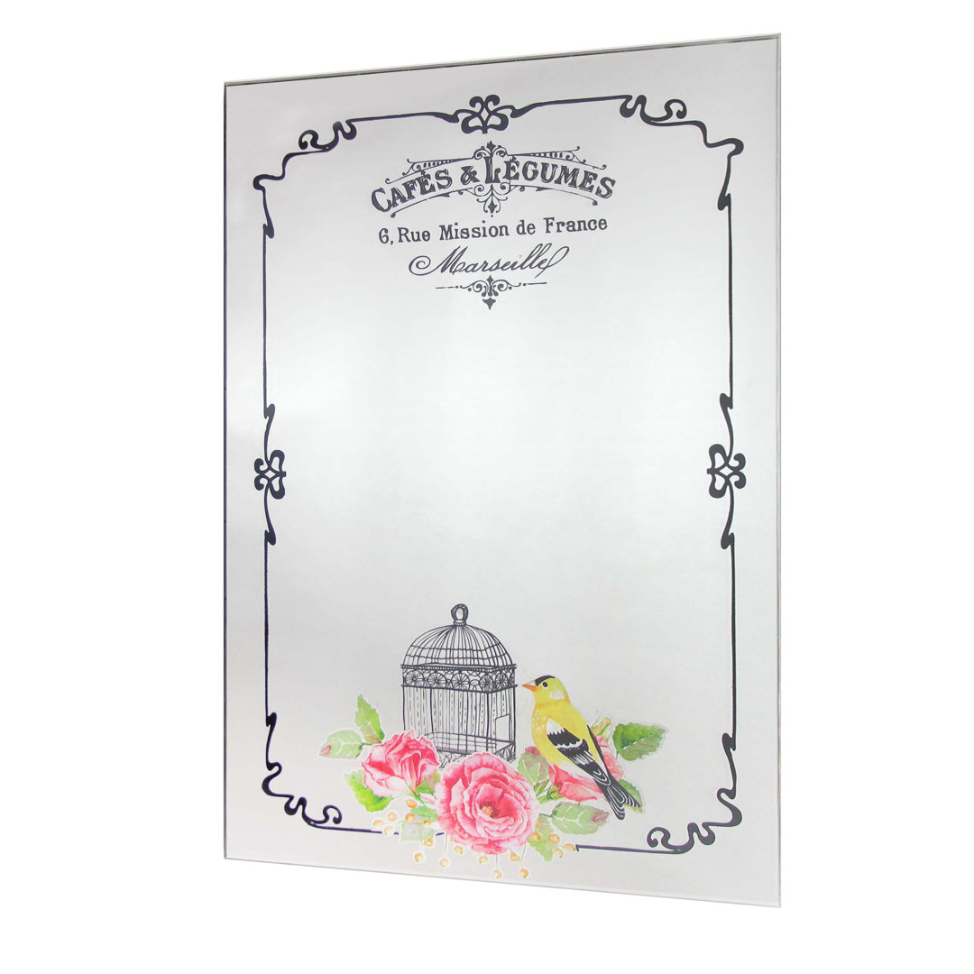 Aryanna Francophile Rectangle Glass Wall Mirror 23.5 Inches - Multicolored Ophelia & Co.