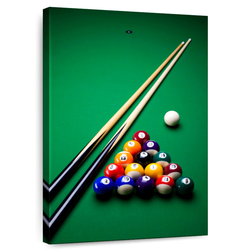 Playing Pool, 45" H x 30" W