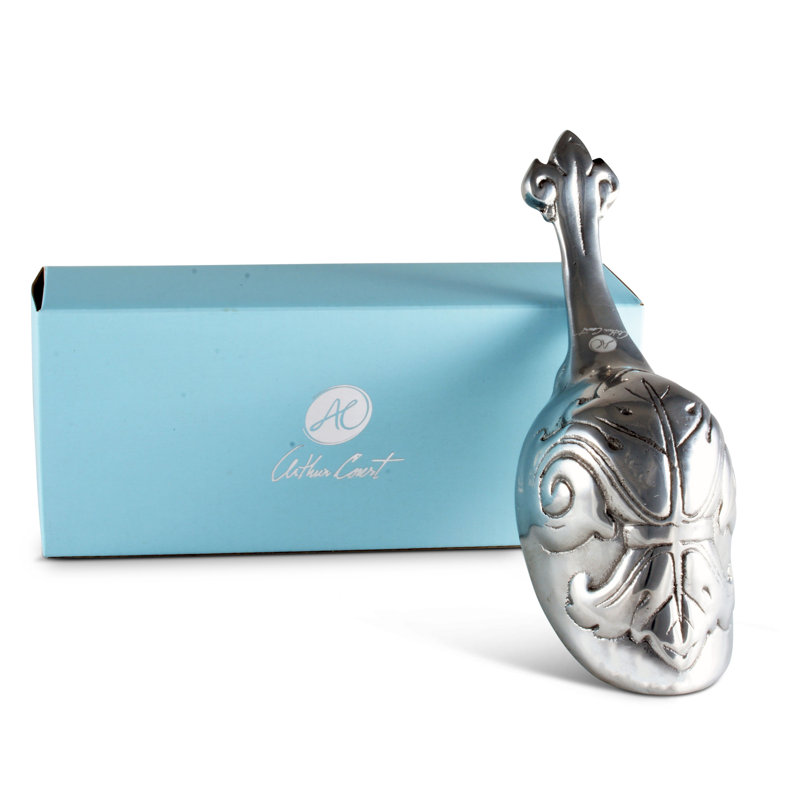 Fleur De Lis Polished Aluminum Ice Scoop with Long Handle