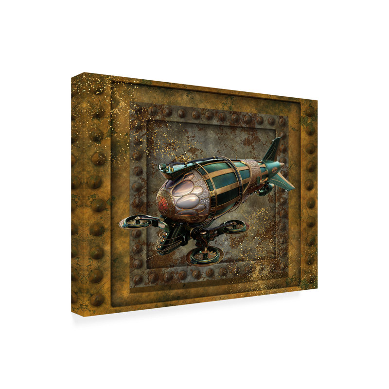 Art sur toile Krisie Tina Mitchell Steampunk Zeppelin Drone, H 19 po x l 19 po x P 2 po