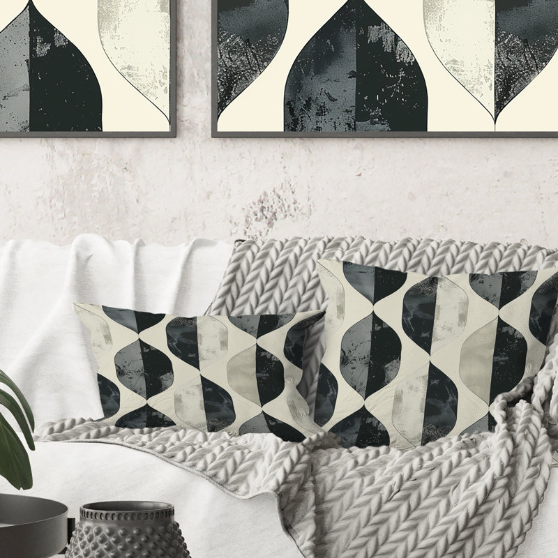 Grey  Midcentury Geometry III - Midcentury Geometry Lumbar Pillow