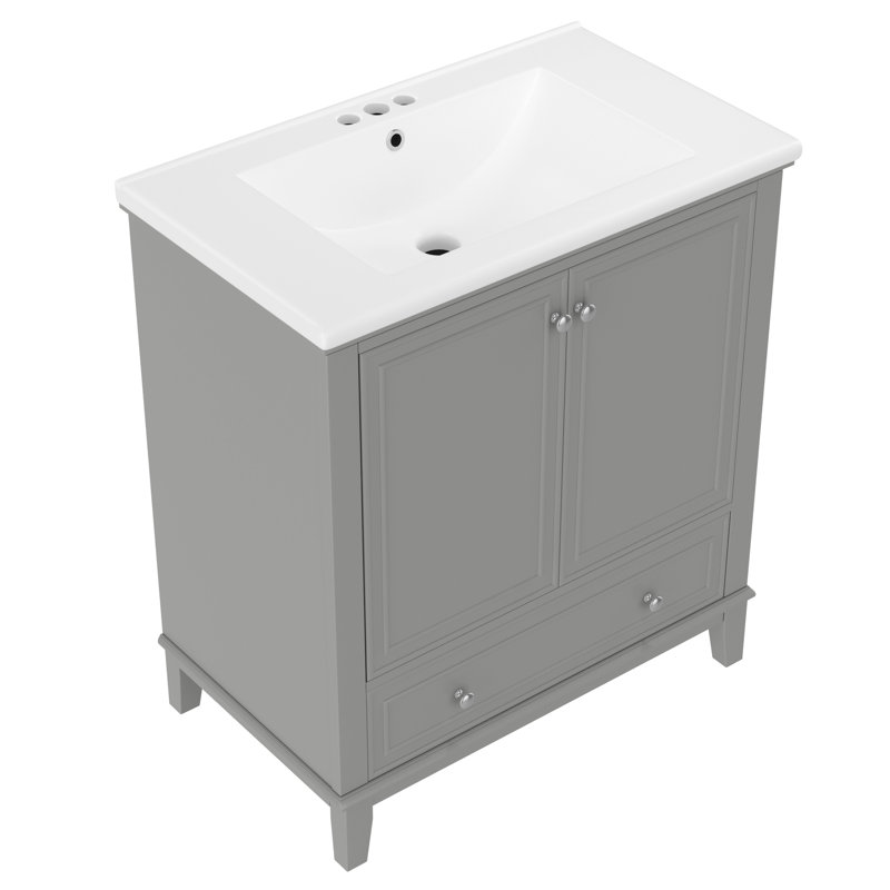 Meuble-lavabo 30 po avec lavabo - Gris, Gris