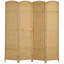 Paravent 4 panneaux d'une hauteur de 5,6 pi pour la chambre à coucher. Motif tissé à la main avec saveur de bois naturel. Cloison polyvalente. Structure et sangles en polypropylène. Léger et pliable. Aucun assemblage requis
