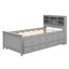 Lit plateforme avec tête de rangement, USB, lit gigogne et 3 tiroirs, gris-1369239488