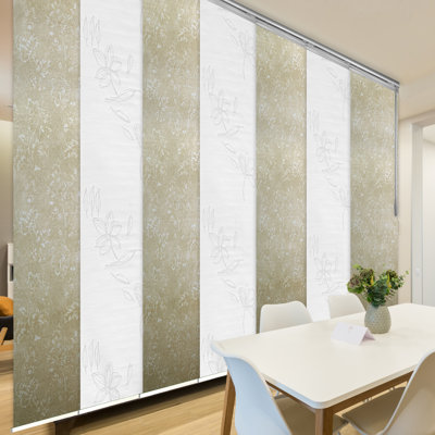7-Panel Single Rail Panel Track Extendable 110"-153" W x 94"H, Panel width 23.5", Lotus, Amaryllis