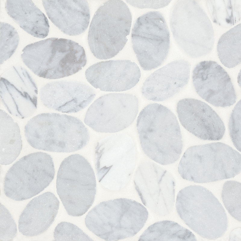 Waterbrook 12" x 12" Jumbo Tumbled Pebble Mosaic Tile in White/Gray