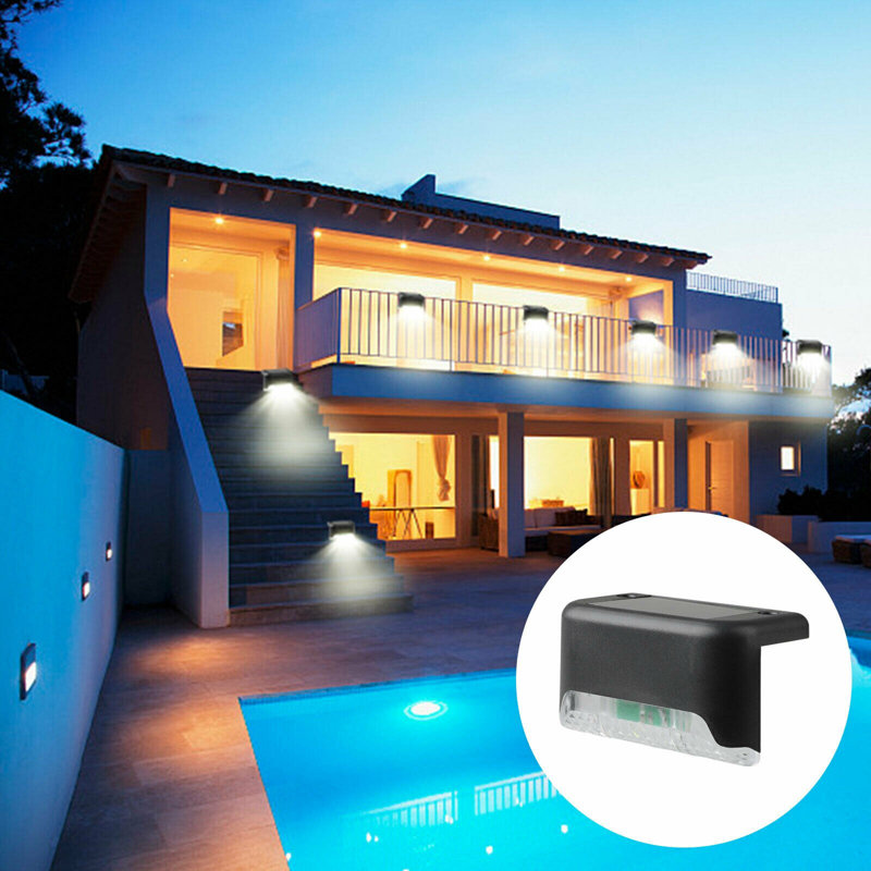 Black Solar Powered LED Deck Rail Light Pack, Set of 4